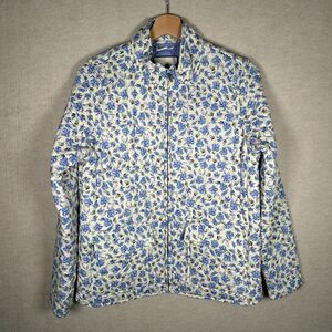 Bagatelle Floral Jacket Womens Medium Quilted Blue White Full Zip Cottagecore